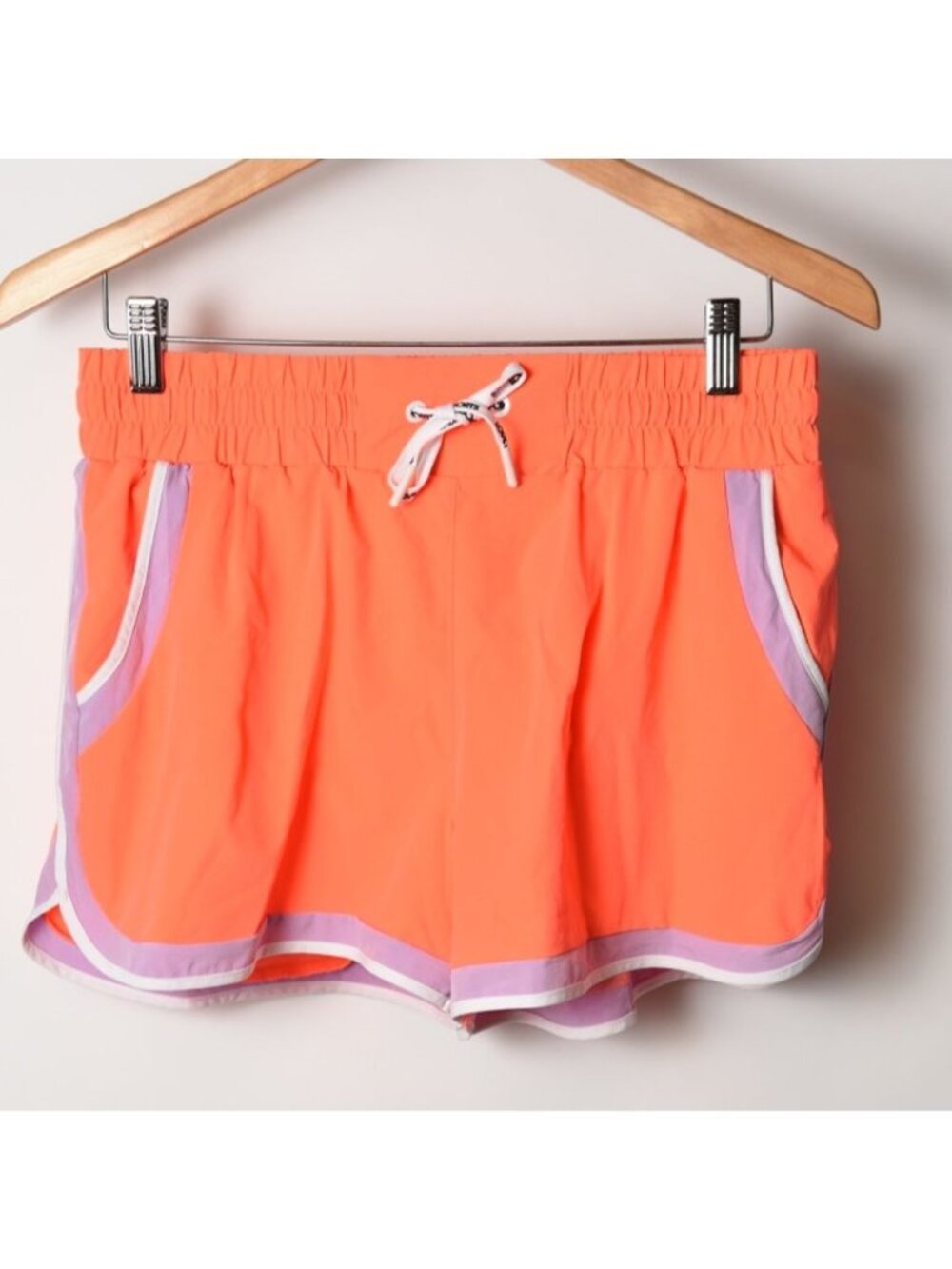 Womens Athletic Running Shorts Size S 4-6 Drawstring Panty Lining Orange